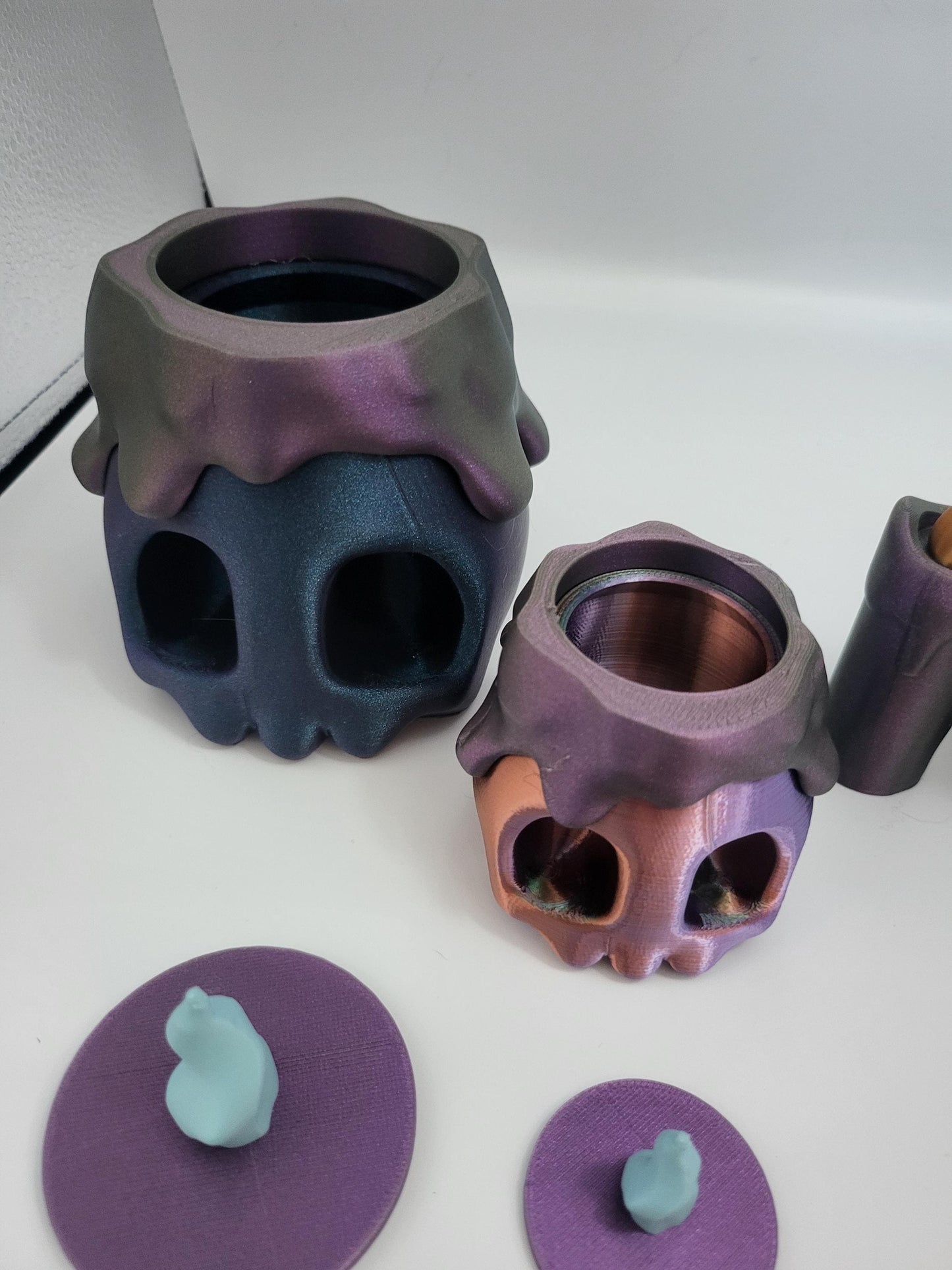 Spooky Halloween "Candle" Small Trinket Loot Containers Skull or Tall Candle Option 3D Print