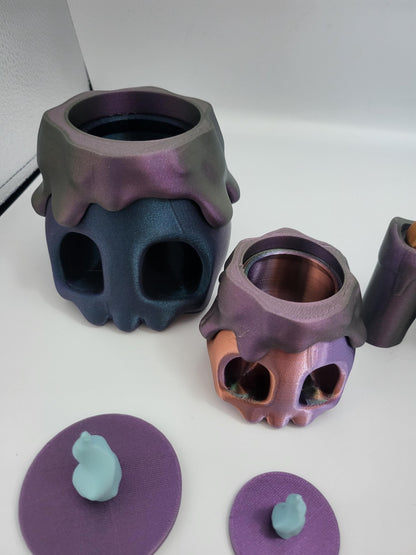 Spooky Halloween "Candle" Small Trinket Loot Containers Skull or Tall Candle Option 3D Print