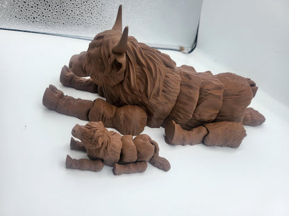 Highland Cow Articulated Flexi Regular or Baby (or adorable pair) | 3D Print