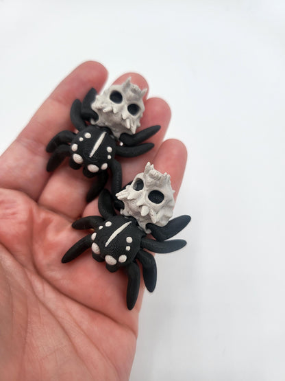 Tiny Cute Articulated Spooky Themed Hollow Skull Spiders 3D Print