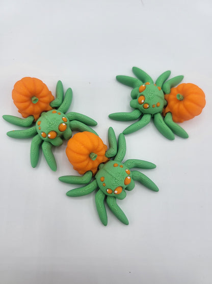 Tiny Cute Articulated Fall Themed Pumpkin Spiders 3D Print