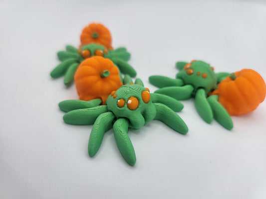 Tiny Cute Articulated Fall Themed Pumpkin Spiders 3D Print