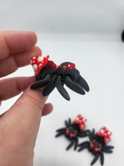 Tiny Cute Articulated Mushroom Spiders 3D Print