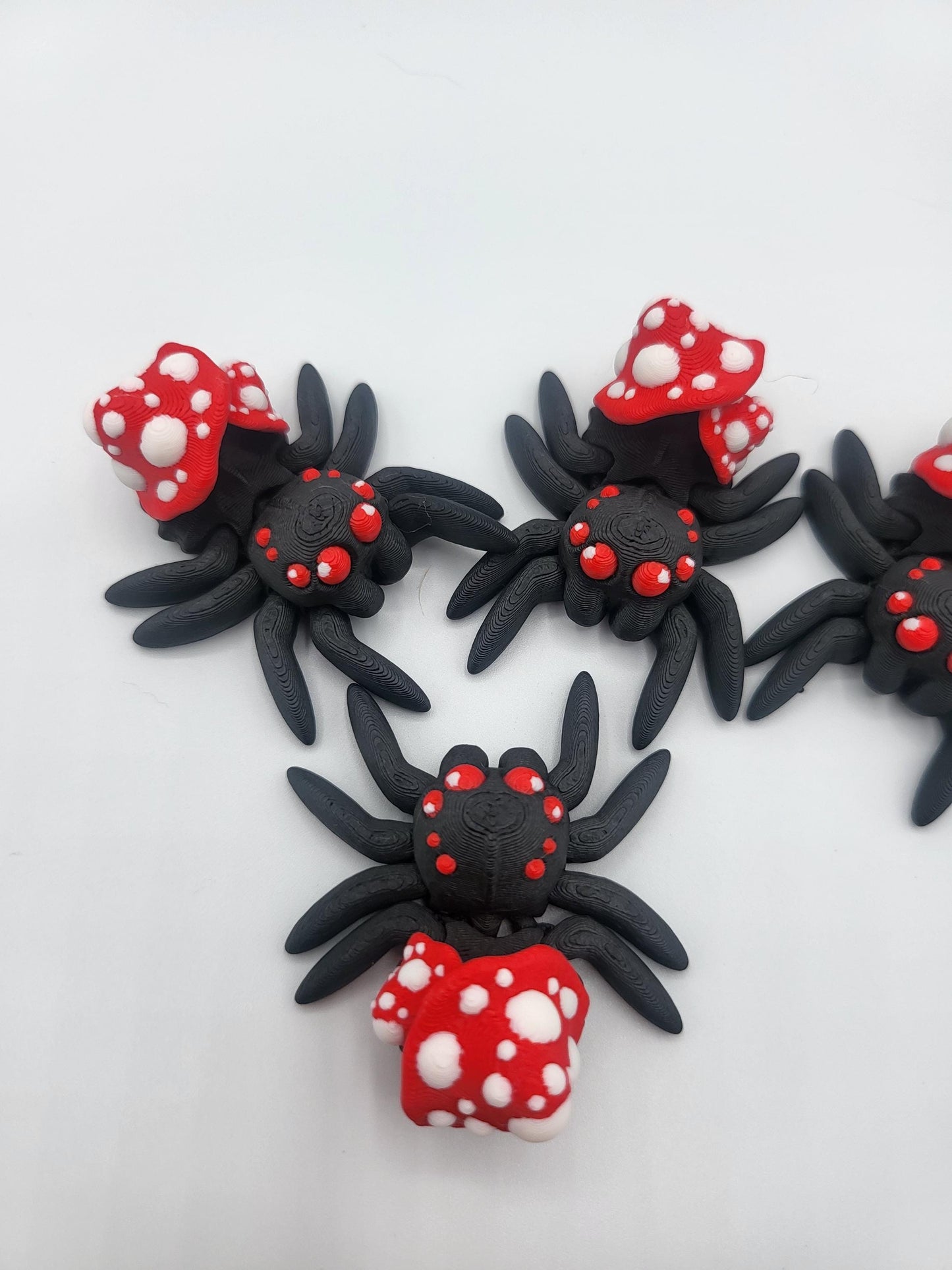 Tiny Cute Articulated Mushroom Spiders 3D Print