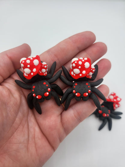 Tiny Cute Articulated Mushroom Spiders 3D Print