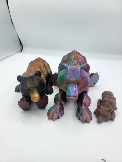 Grizzly Bear Articulated Flexi 3D Print - Baby, Medium, Large or a Family Set | 3D Print