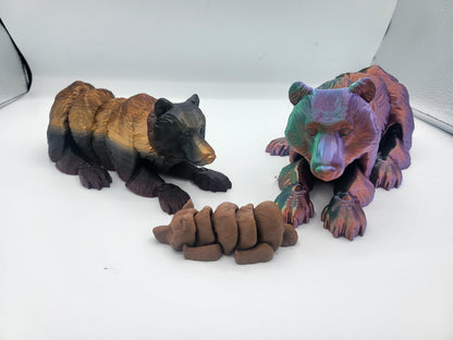 Grizzly Bear Articulated Flexi 3D Print - Baby, Medium, Large or a Family Set | 3D Print