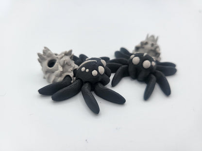 Tiny Cute Articulated Spooky Themed Hollow Skull Spiders 3D Print