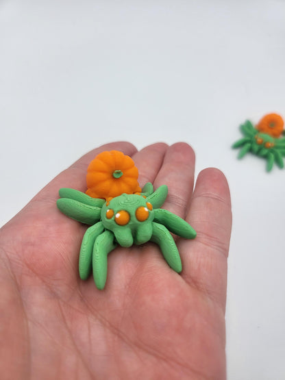 Tiny Cute Articulated Fall Themed Pumpkin Spiders 3D Print