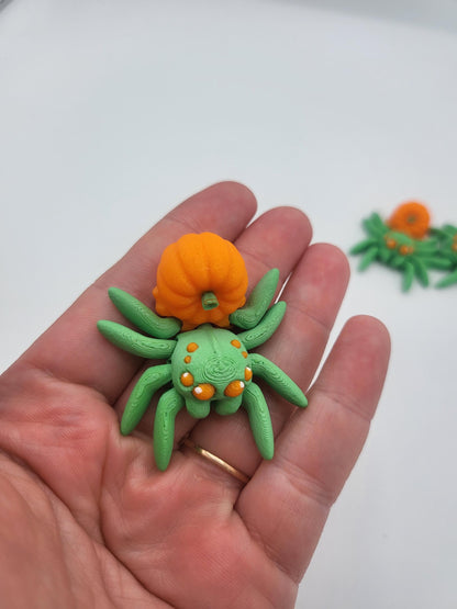 Tiny Cute Articulated Fall Themed Pumpkin Spiders 3D Print