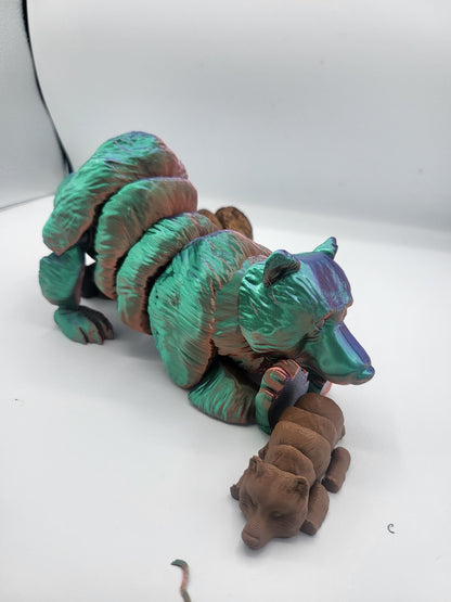 Grizzly Bear Articulated Flexi 3D Print - Baby, Medium, Large or a Family Set | 3D Print