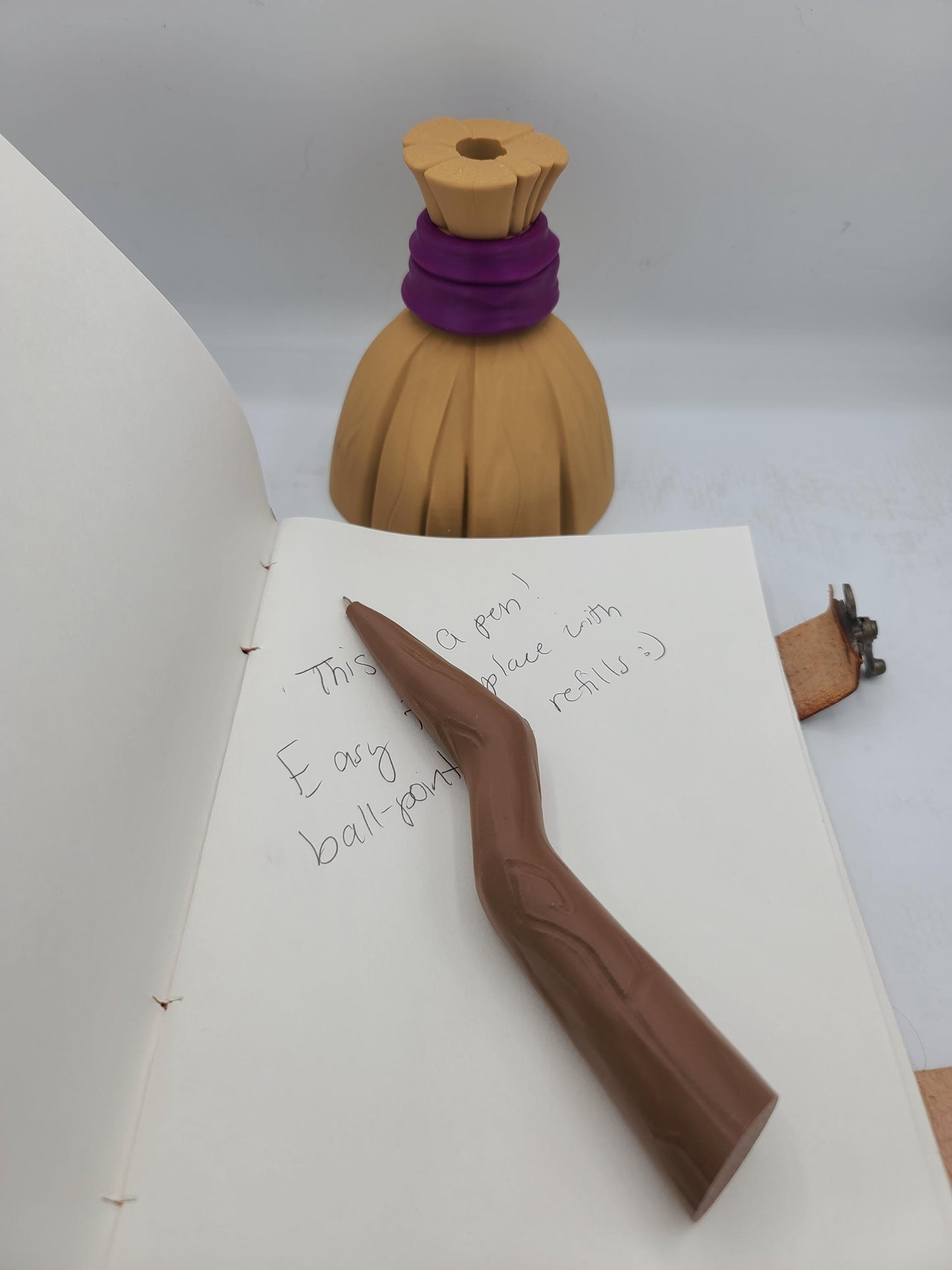 Unique Broomstick Desk Decor with Secret Pen in Handle 3D Print