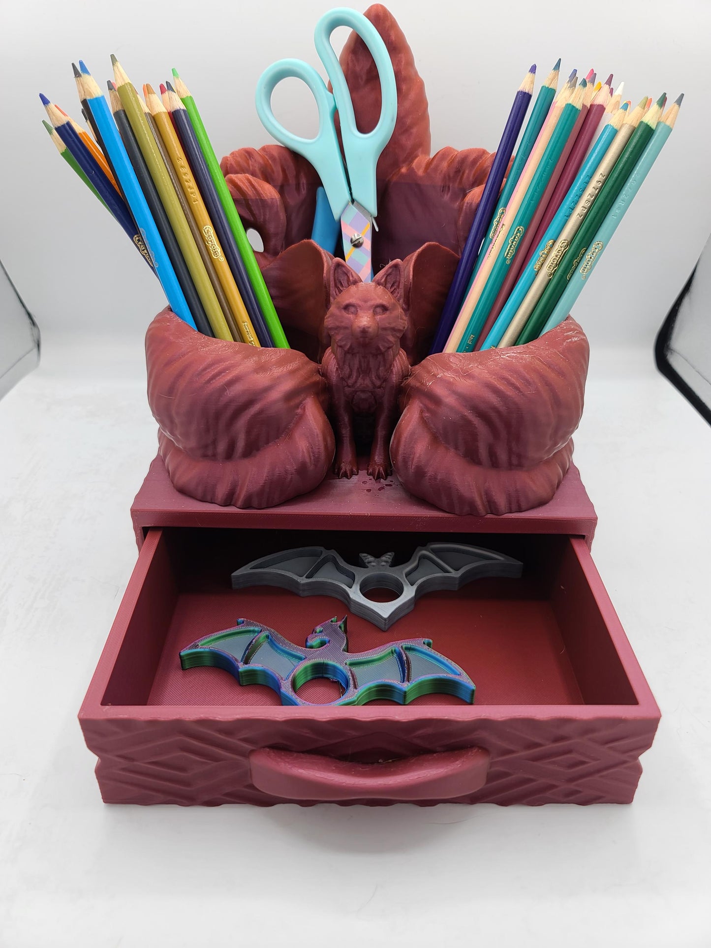 Kitsune Desk Organizer with Drawer 3D Print
