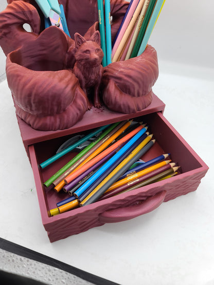 Kitsune Desk Organizer with Drawer 3D Print