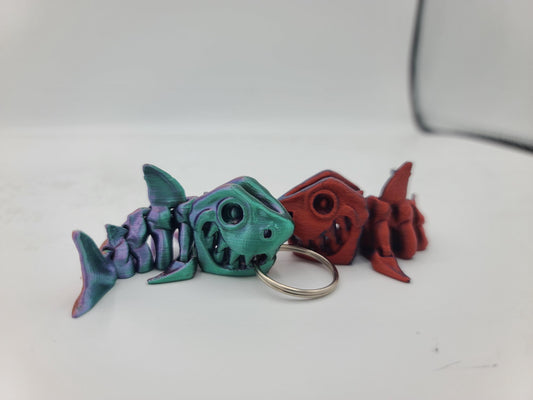 Mini Skeleton Shark Flexi Keychain (or regular flexi)3D Print