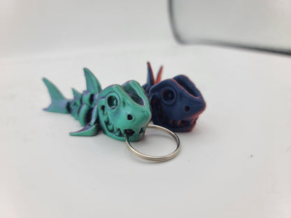 Mini Skeleton Shark Flexi Keychain (or regular flexi)3D Print
