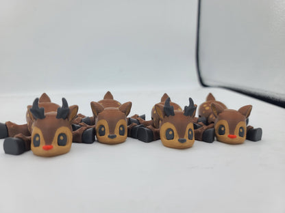 Christmas Flexi Reindeer with Optional Sleigh (Four Styles Available) | 3D Print