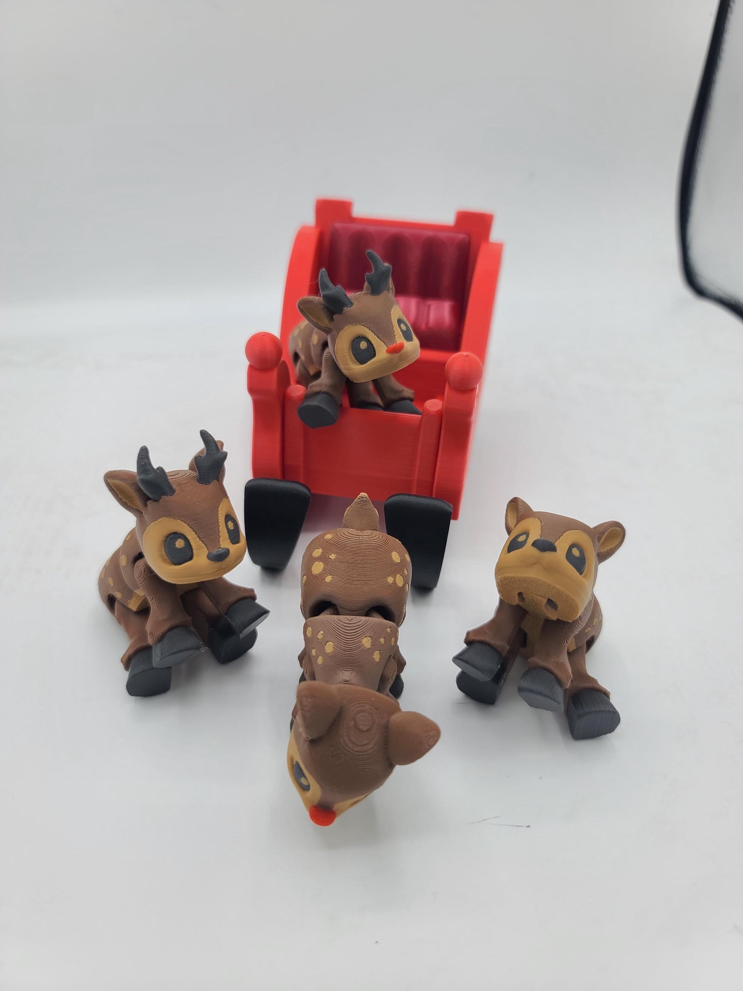 Christmas Flexi Reindeer with Optional Sleigh (Four Styles Available) | 3D Print