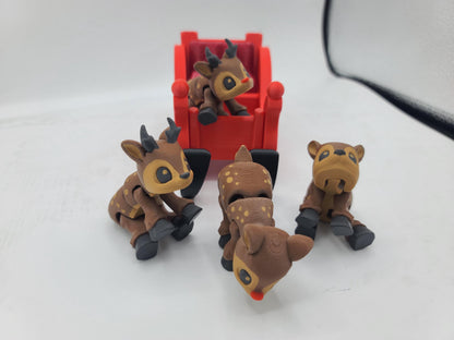 Christmas Flexi Reindeer with Optional Sleigh (Four Styles Available) | 3D Print