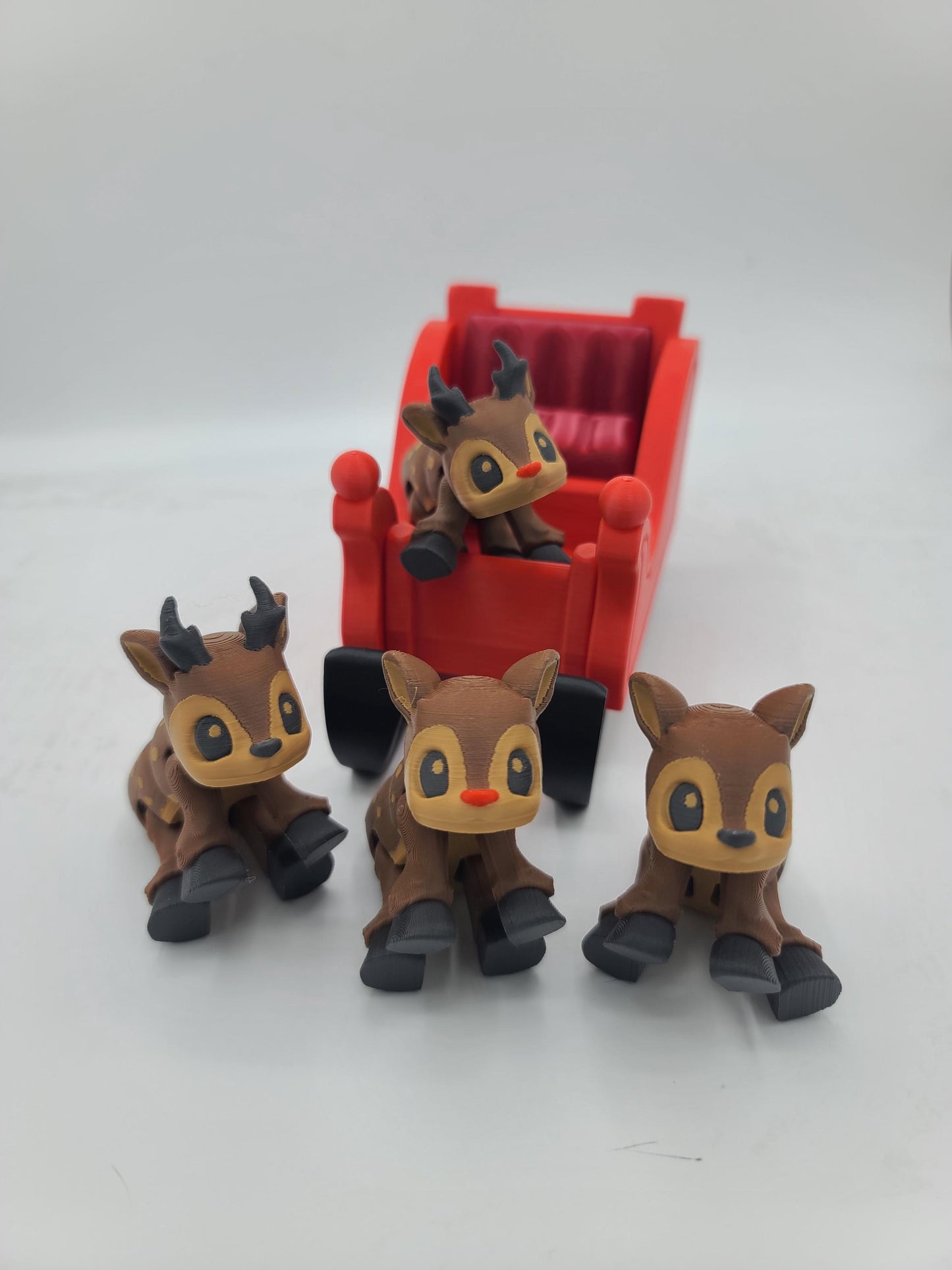 Christmas Flexi Reindeer with Optional Sleigh (Four Styles Available) | 3D Print
