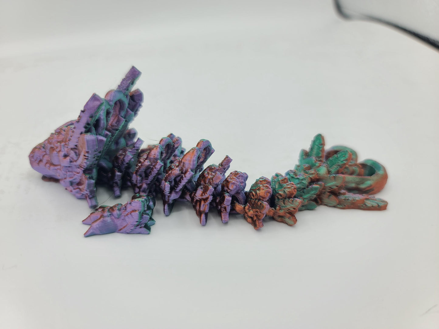 Light Dragon Tadling with Heart Spinner on Tail (optional Keychain) 3D Print