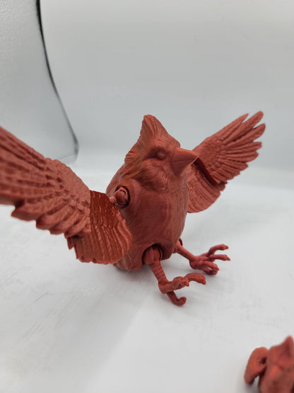 Cardinal Flexi Unique Posable Wings Articulated Full Size or Baby | 3D Print
