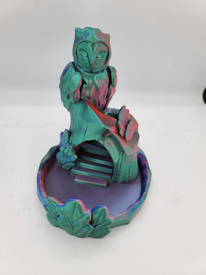Perched Owl Dice Tower Tabletop Gaming Accessory 3D Print