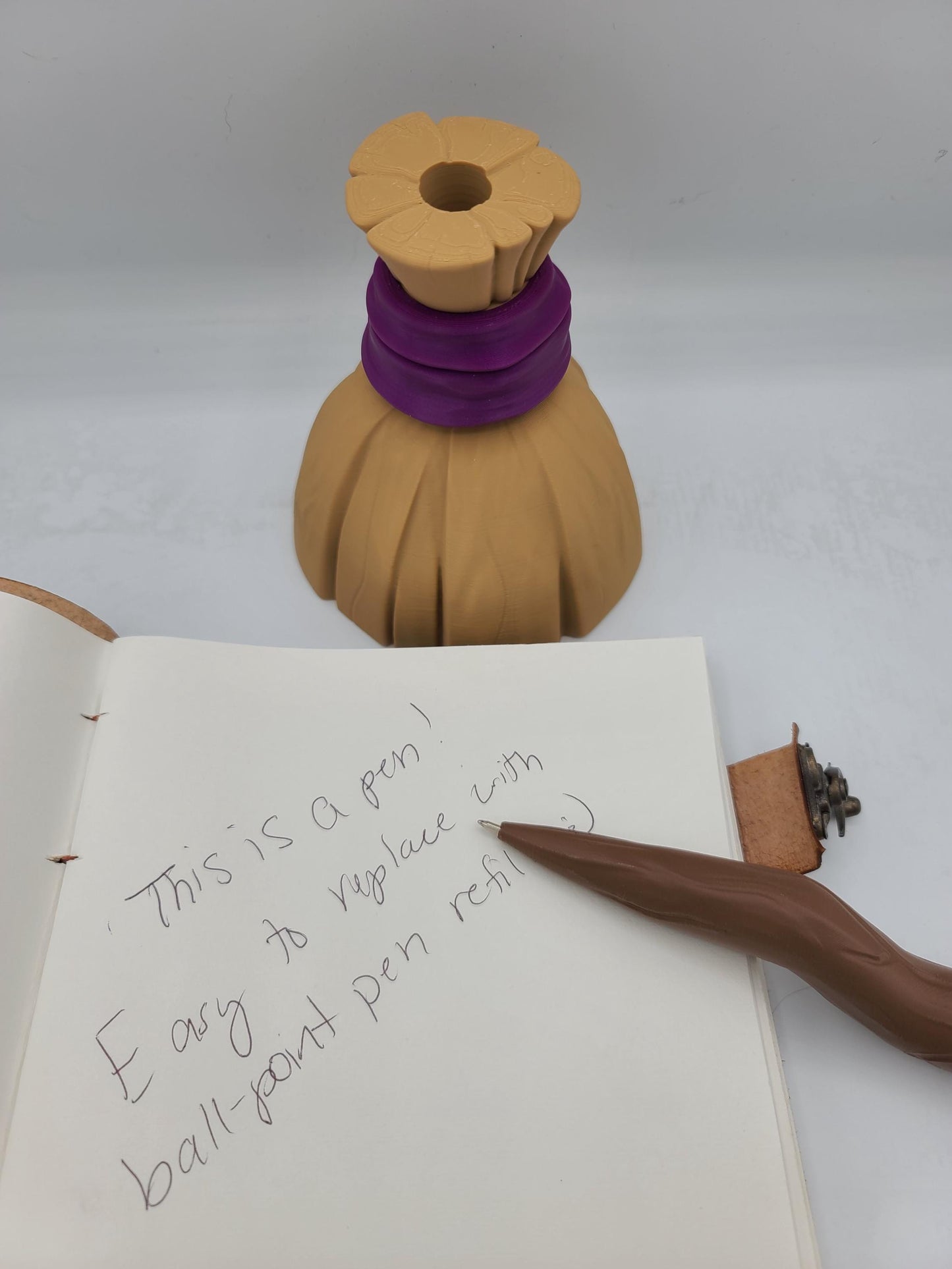 Unique Broomstick Desk Decor with Secret Pen in Handle 3D Print