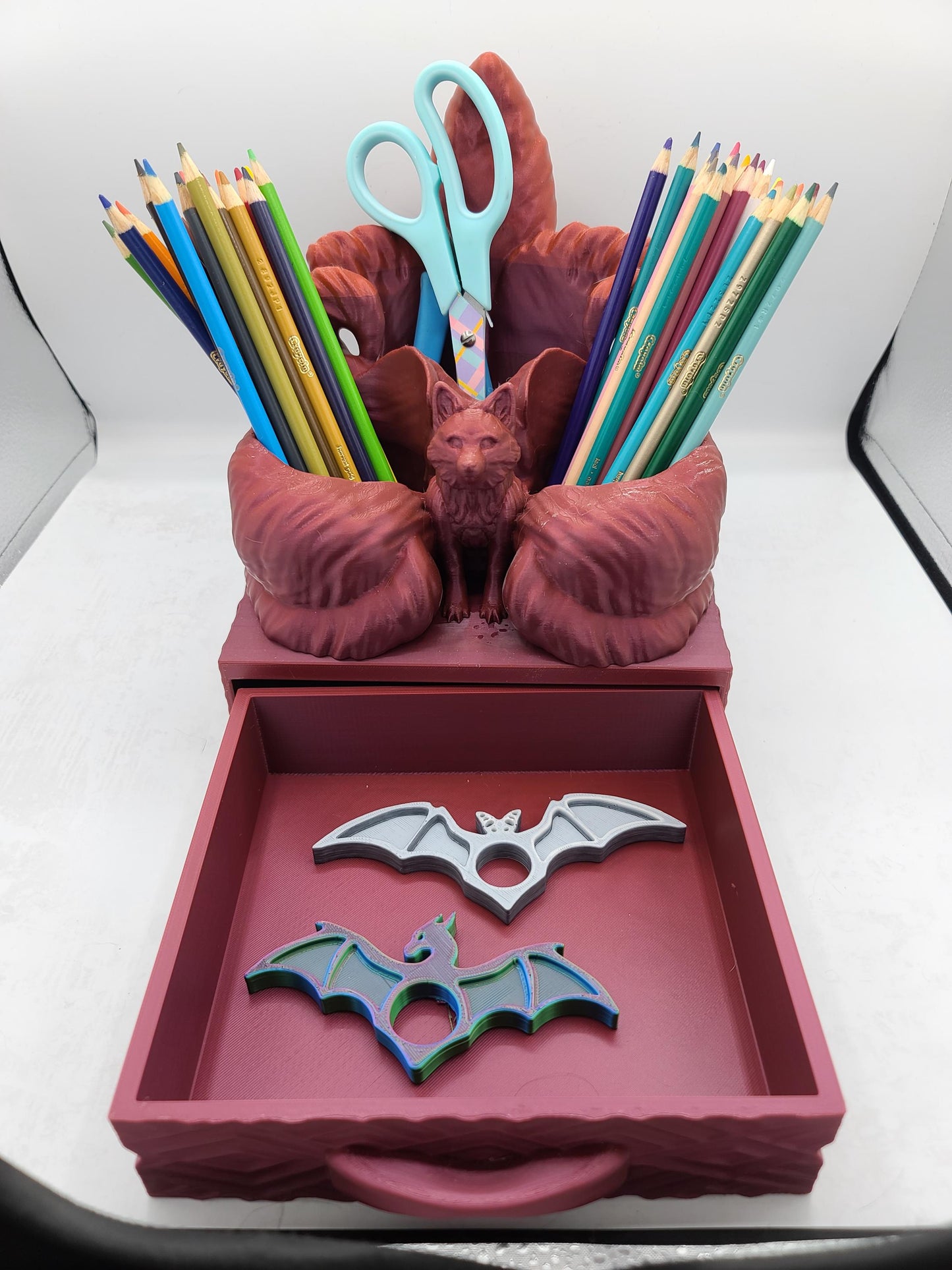 Kitsune Desk Organizer with Drawer 3D Print