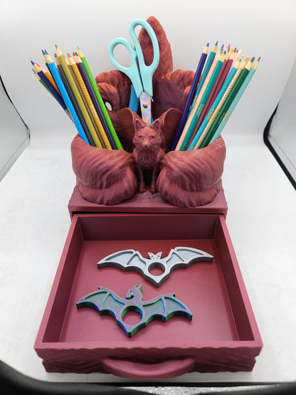 Kitsune Desk Organizer with Drawer 3D Print