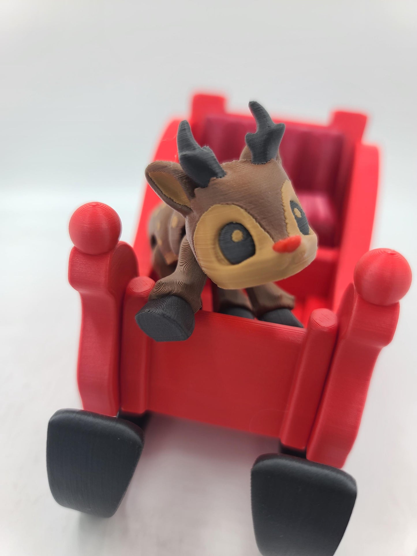 Christmas Flexi Reindeer with Optional Sleigh (Four Styles Available) | 3D Print