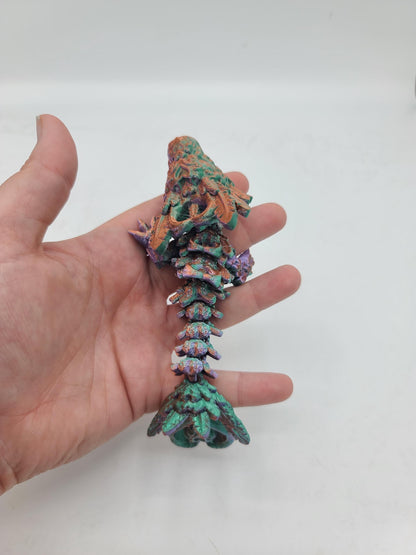 Light Dragon Tadling with Heart Spinner on Tail (optional Keychain) 3D Print