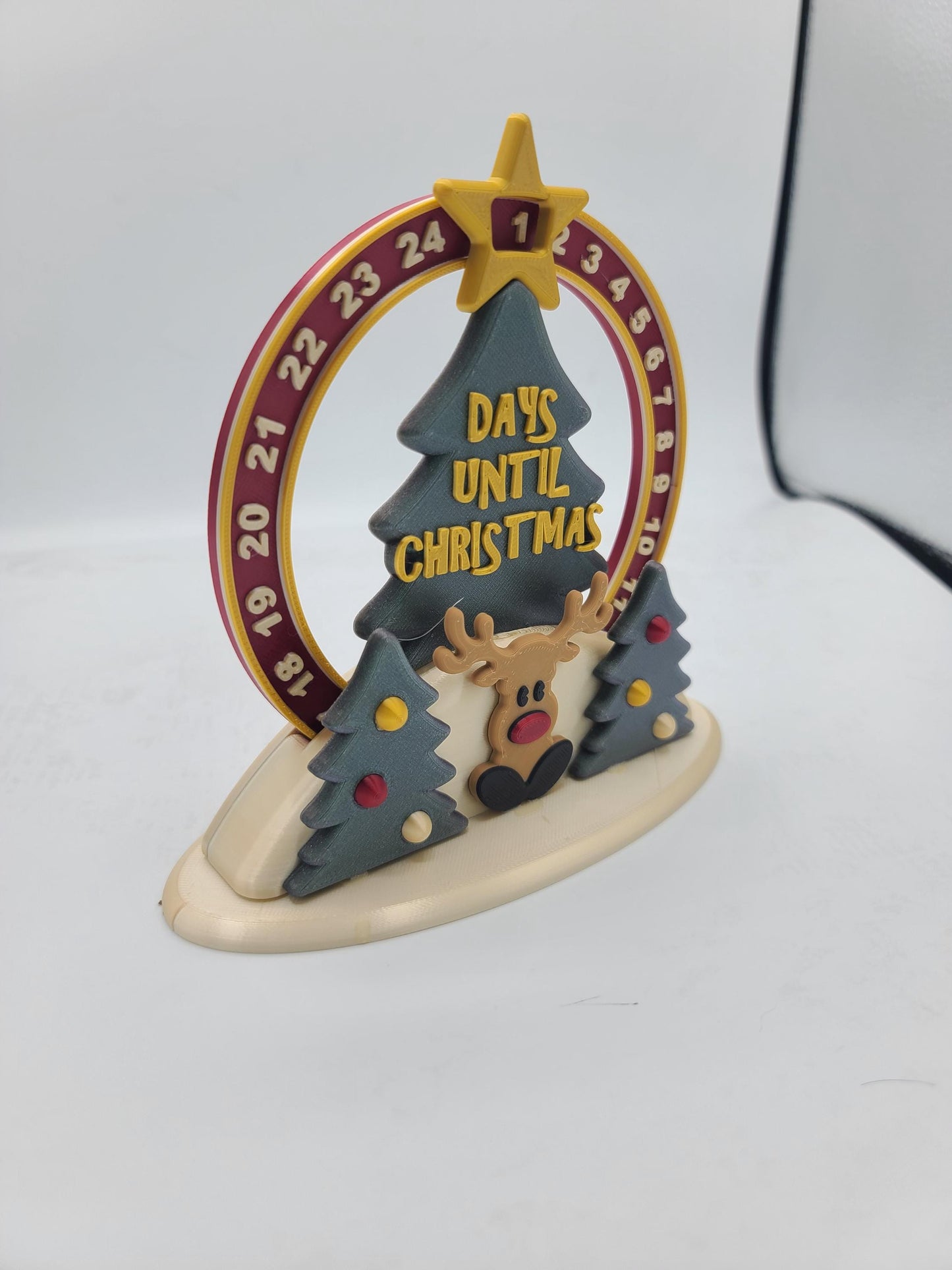 Countdown to Christmas Reindeer Advent Calendar Holiday Decor | 3D Print