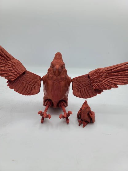 Cardinal Flexi Unique Posable Wings Articulated Full Size or Baby | 3D Print