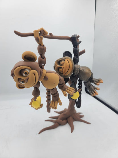 Flexi Silly Articulated Monkey with Optional Banana and Tree 3D Print