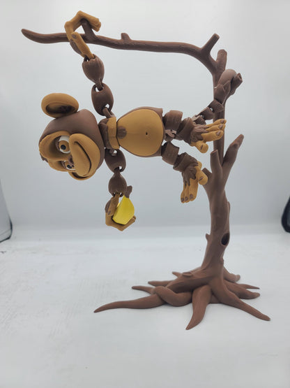 Flexi Silly Articulated Monkey with Optional Banana and Tree 3D Print