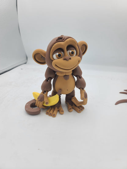 Flexi Silly Articulated Monkey with Optional Banana and Tree 3D Print