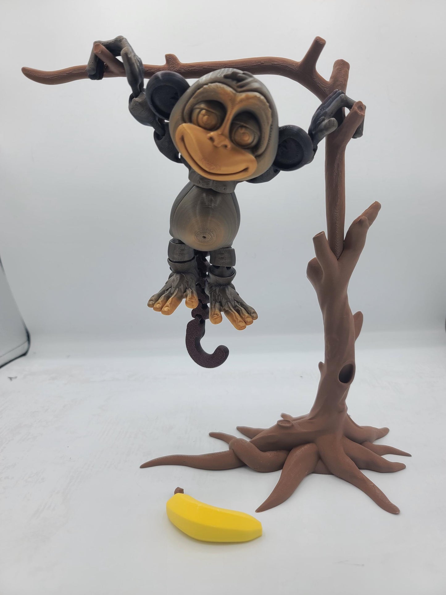 Flexi Silly Articulated Monkey with Optional Banana and Tree 3D Print