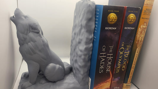 Howling Wolf Bookends (with Lip for Weight) | 3D Print