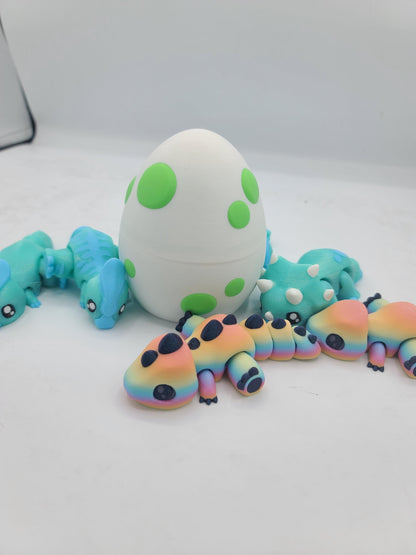 Dinosaur Flexi Toys with Egg Option Parasaurolophus, T-Rex or Triceratops All Color Customizable | 3D Prints