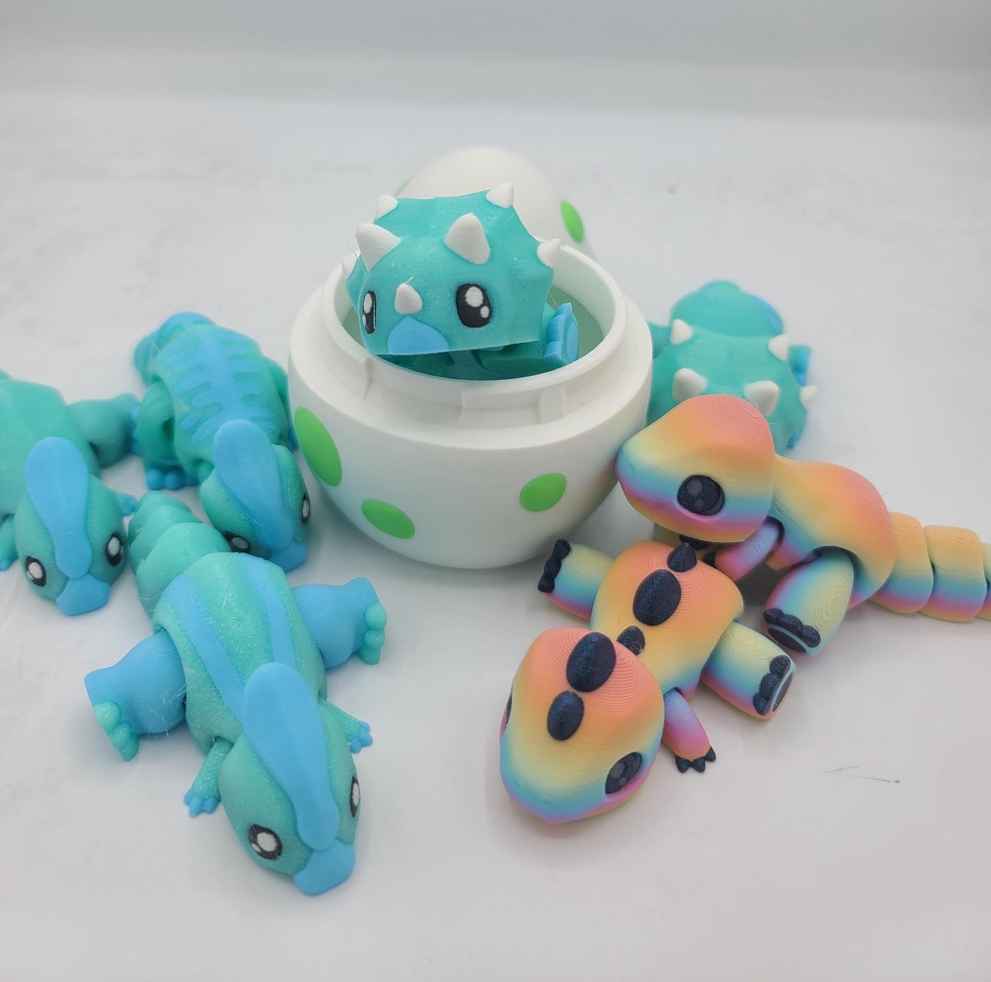 Dinosaur Flexi Toys with Egg Option Parasaurolophus, T-Rex or Triceratops All Color Customizable | 3D Prints