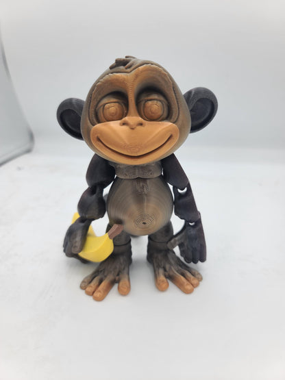 Flexi Silly Articulated Monkey with Optional Banana and Tree 3D Print