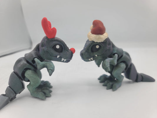 Mini T-Rex Christmas Themed Dinosaurs Rudolph or Santa Style | 3D Print