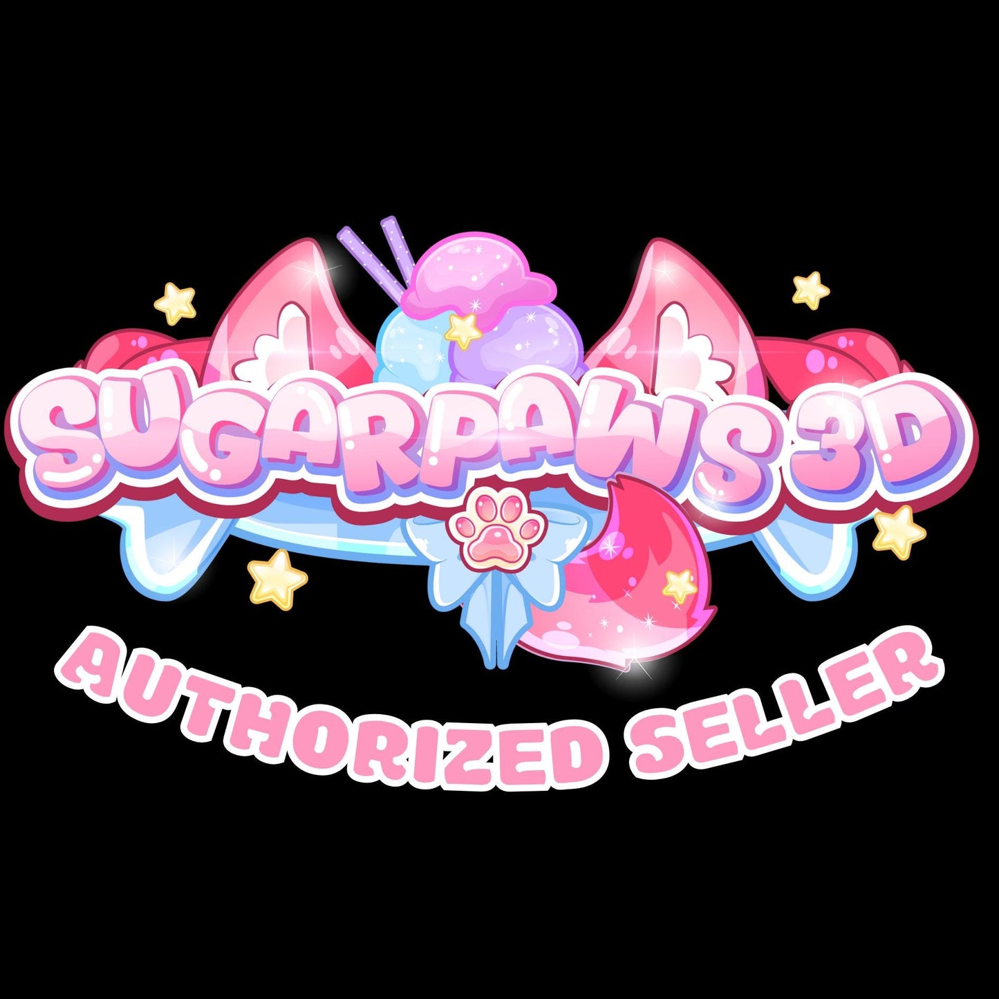 SugarPaws 3D authorized seller badge for the Peppermint Candies Christmas Hedgehog flexi 3D print