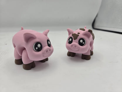 Adorable Articulated Pigs | Two Styles: Clean or "Muddy" | 3D Printed