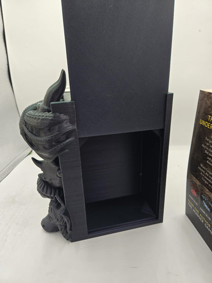 See No Evil Dragon Book Nook with Slide Storage Compartment | Fantasy Book Display 3D Print
