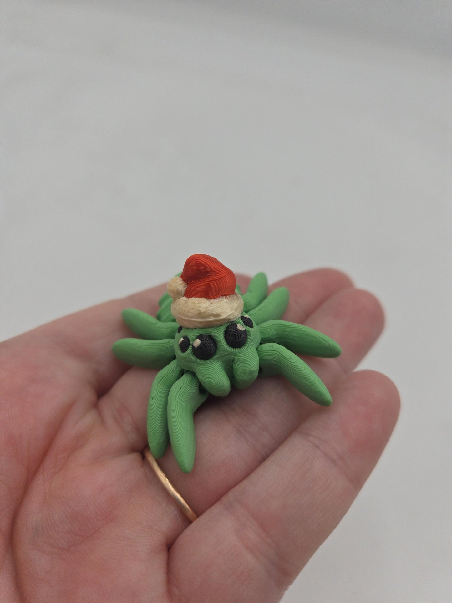 Tiny Cute Articulated Christmas Santa Hat Spiders 3D Print