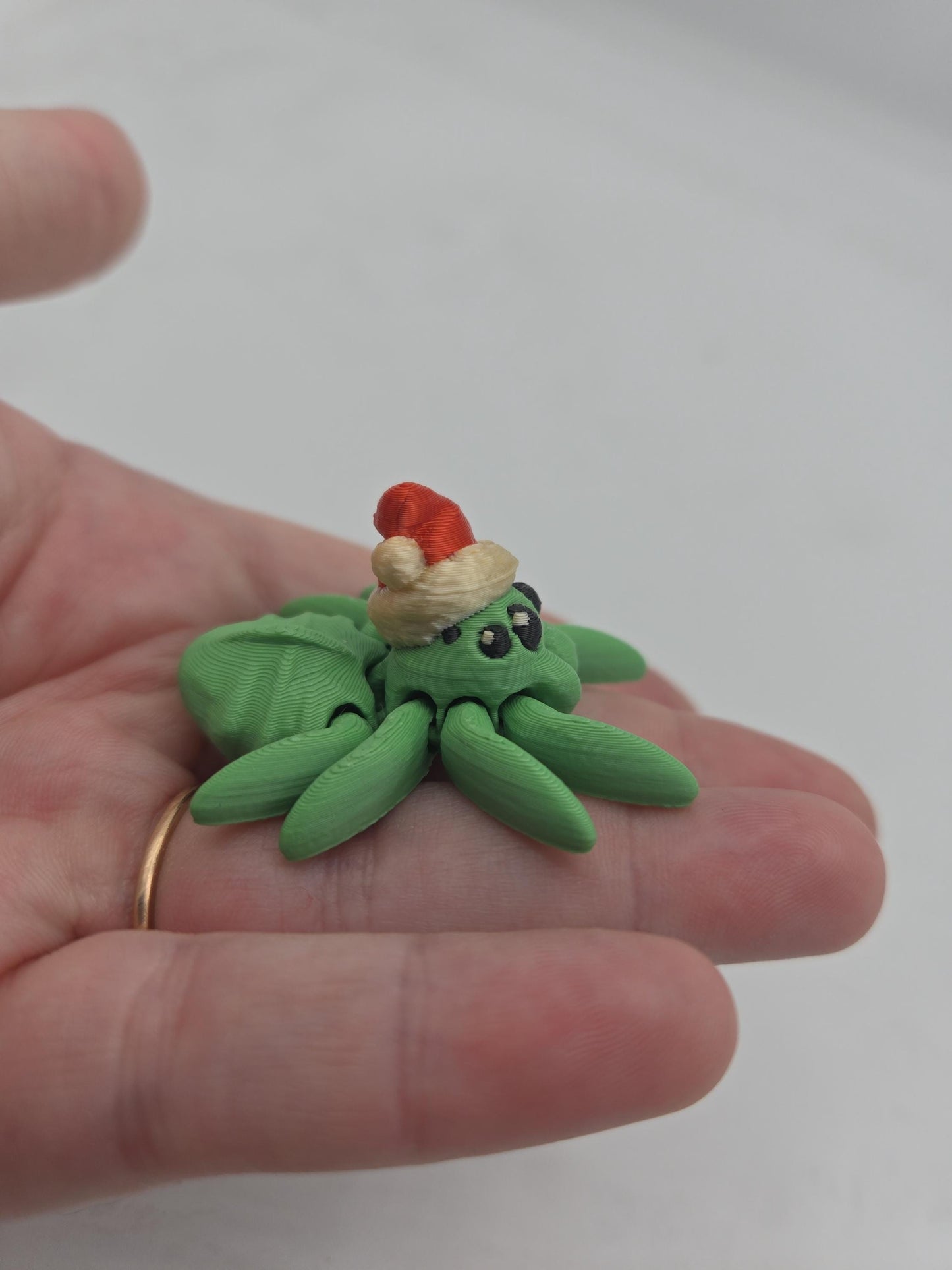 Tiny Cute Articulated Christmas Santa Hat Spiders 3D Print