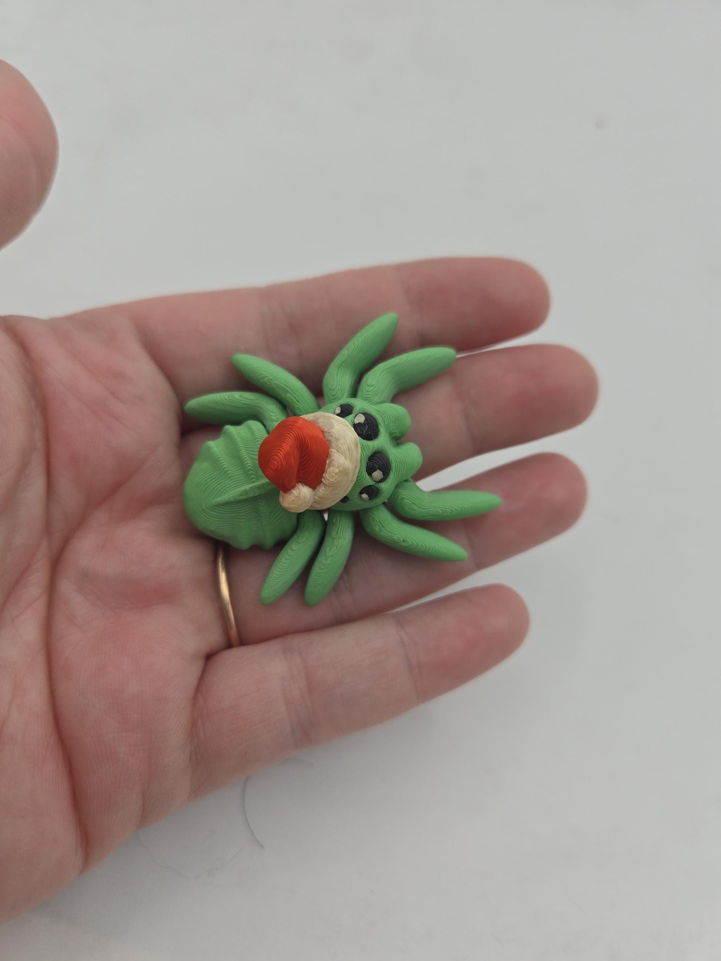 Tiny Cute Articulated Christmas Santa Hat Spiders 3D Print