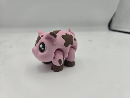 Adorable Articulated Pigs | Two Styles: Clean or "Muddy" | 3D Printed